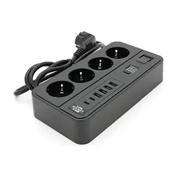 Мережевий фільтр живлення Voltronic G13H, 3000W, 4 роз, 4USB 3,2А, 2 Type-C, 2м Black (YT-G13H) - мініатюра 2