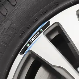 Емблема обода колеса Skoda 4 шт Алюміній наклейка на диски на скотчі Чорні - мініатюра 2