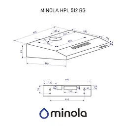Витяжка плоска Minola HPL 512 BG - мініатюра 12