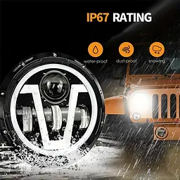 Фара LED ВАЗ 2101 2121 ГАЗ УАЗ іномарки мото 7 дюймів з V-подібними ДХО та лінзою - мініатюра 3