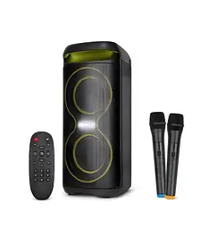 Колонка потужна переносна акустична Bluetooth ZXX-5570 30 Вт 2 x 6 з караоке, RGB-підсвіткою, USB/microSD/AUX/FM, 2 мікрофони