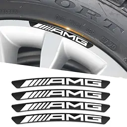 Емблема обода колеса Mercedes AMG 4 шт Алюміній наклейка на диски на скотчі Сірі
