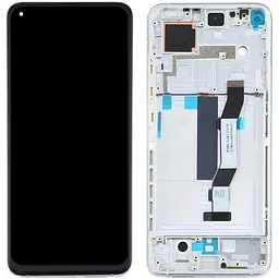 Дисплей Xiaomi Mi 10T / Mi 10T Pro / Redmi K30s чорний, оригінал PRC переклеєне скло, з рамкою сріблястого кольору, Lunar Silver
