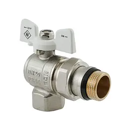 Кран кульовий з американкою Nolf Classic NFC.983-08-3/4" FM ГШМ кутовий "антипротікання" white NF3163