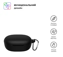 Силіконовий чохол для навушників Xiaomi Redmi Buds 4 Lite, Hang Case, чорний, ультратонкий захисний кейс товщиною 2 мм, захист від подряпин, пилу та ударів, компактний, з карабіном для кріплення, ArmorStandart (ARM73543) - мініатюра 2
