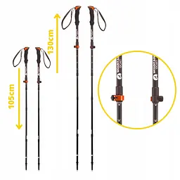 Трекінгові палиці Mountain Goat Pro+ 43-130 см MG0008 Black/Orange (P-5907739318251) - мініатюра 8