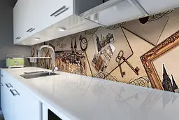 Кухонний фартух Прага для кухні наклейка ПВХ Вінтаж Старовинне місто Коричневе 60х300 см Happy Pocket Z180439 - мініатюра 2