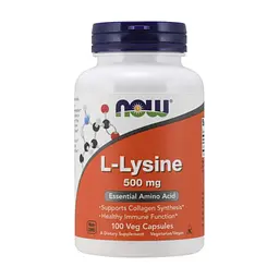 Амінокислота Now Foods L-Лізин, L-Lysin, 500 мг, 100 вегетаріанських капсул (NF0110)