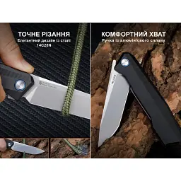 Ніж складаний туристичний Ruike P166-AB, (9.2 см) 14C28N / Aluminum чорний - мініатюра 11