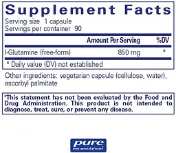 Амінокислота L-глутамін Pure Encapsulations L-Glutamine 850 мг 90 капс - мініатюра 2