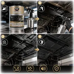 Антикорозійне захисне покриття днища автомобіля К2 DURABIT UNDERCOAT 1л Антигравій Чорний (L326) - мініатюра 2