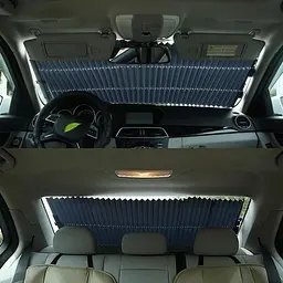 Шторка солнцезащитная на лобовое стекло в авто 65х175 см / вакумные прососки / Алюминий Черный Бархат - мініатюра 4