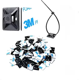 Фіксатор кабелю під стяжки Captain самоклейний майданчик під кабель менеджмент 3M 25х25х5,4 мм 15 шт Чорний (hub_rvq7bk) - мініатюра 2