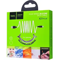 USB Cable Hoco X21 Plus Silicone Lightning Black/White 2m - мініатюра 3