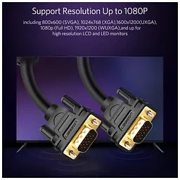 Кабель мультимедійний VGA M to VGA M 2.0m VG101 black Ugreen (11646) - мініатюра 8
