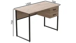 Комп'ютерний стіл Ferrum-decor Таккота 76x140x70 чорний ДСП Дуб Артізан 32мм (FRD-101962) - мініатюра 3