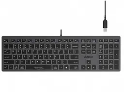 Клавіатура A4Tech FX60H Fstyler, чорний/Grey, USB, біле LED підсвічування, ультратонка, перемикачі Scissor, 2xUSB, 12