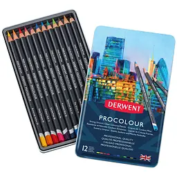 Набір кольорових олівців Procolour 12 кольорів метал Derwent - мініатюра 2