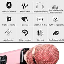Бездротовий караоке-мікрофон Losso K6 Premium з вбудованим динаміком і Bluetooth Rose (18961) - мініатюра 7