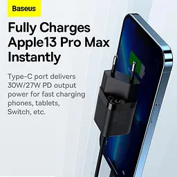 Адаптер-блок живлення мережевий Baseus GAN3 Fast Charger 30 W (CCGN010101) чорний - мініатюра 8