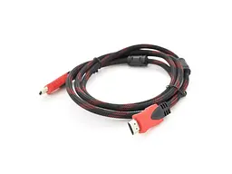 Кабель мультимедійний MERLION HDMI to HDMI 5.0m v1.4, OD-7.4mm Black/RED Merlion (YT-HDMI(M)/(M)NY/RD-5.0m)