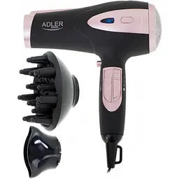 Фен Adler AD 2248 black 2200Вт/ 2 швидкості/ хол.обдув/ темп.режимів-3/ іонізація/ насадки - 2 шт. - мініатюра 5