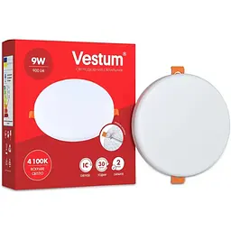 Круглий світлодіодний Vestum врізний світильник "без рамки" 9W 4100K 1-VS-5504