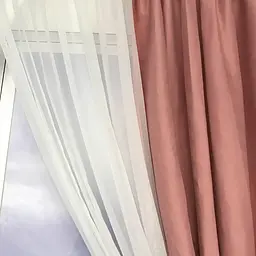 Коротка фіранка з мікровелюру та шифону рожево-білого кольору на тасьмі 1,7м на 4м ALBO pbe0052794 - мініатюра 3