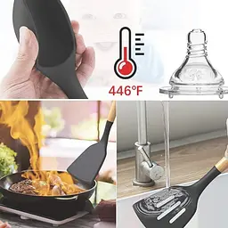 Кухонний набір Silikone Kitchen Set чорний з силікону з бамбуковою ручкою з 12 предметів - мініатюра 7