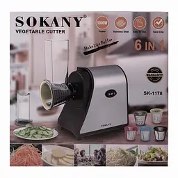 Овочерізка-мультирізка електрична Sokany SK-1178 з 5 насадками для шаткування, сталь Sokany SK-1178 - мініатюра 10