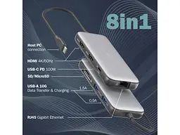 Мультипортовий адаптер Digitus USB-C 8-port Docking Station (DA-70915) - мініатюра 5