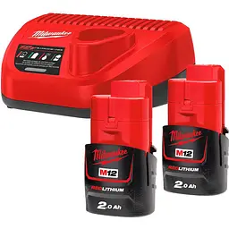Акумулятори до електроінструменту + зарядний пристрій Milwaukee M12 NRG-202 (4933459209) [99376]