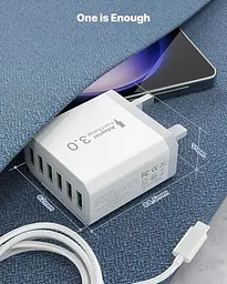 Мережевий зарядний пристрій Tupneuf 33 Вт, 6 USB-портів, Fast Charge - мініатюра 6