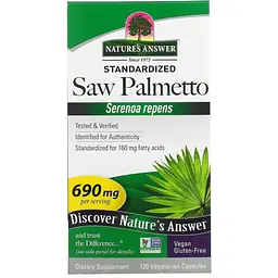 Со Пальметто Nature's Answer Saw Palmetto Standardized 690 мг 120 вегетаріанських капсул - мініатюра 2