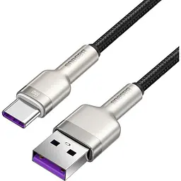 Кабель Baseus Cafule Metal Data Type-C 66W (1m) black (CAKF000101) - мініатюра 2