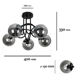 Люстра кульки модерн Levistella 7529910-5 BK+BK - мініатюра 2