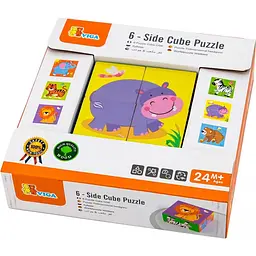 Дерев'яні кубики-пазл Viga Toys Звірята (50836) - мініатюра 3