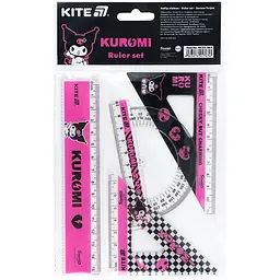 Набір Kite Kuromi лінійка 15 см, 2 косинця, транспортир (HK25-282)