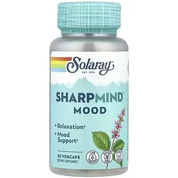 Ноотропи для покращення настрою Solaray SharpMind Nootropics Mood CTN 30 веганських капсул