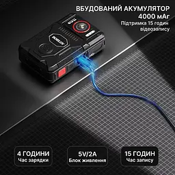 Нагрудний відеореєстратор BOBLOV M7 Pro 4K 128GB GPS міні з потужним акумулятором, поворотним об'єктивом, кут огляду 127° - мініатюра 5