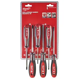 Набір викруток магнітних з тригранною рукояткою MILWAUKEE, (PH1/PH2/SL3/ SL4/SL5,5/SL6,5), (6шт)