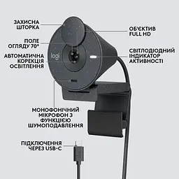 Веб-камера Logitech Brio 300 Full HD Graphite (960-001436) - мініатюра 6