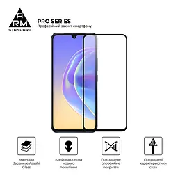 Захисне скло на VIVO V21 з олеофобним покриттям, Pro, повне проклеювання, антистатичний і пиловідштовхуючий шар, 9H, самоклеючеся, 2.5D, на весь екран, антистатичний клей, ArmorStandart (ARM59538) - мініатюра 2