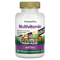 Дитячі Мультивітамінами з Пробіотиками Animal Parade Gold - 120 жувальних таблеток