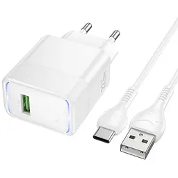 Мережевний зарядний пристрій Hoco CS111A Lounge PD22.5W 1USB-C + кабель USB to Type-C White - мініатюра 2