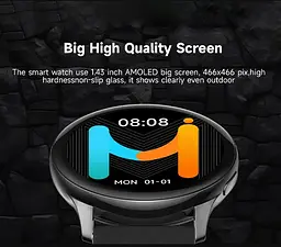 Смарт-годинник Smart Watch iMiki KW-66 Pro IP67 AMOLED Black - мініатюра 2