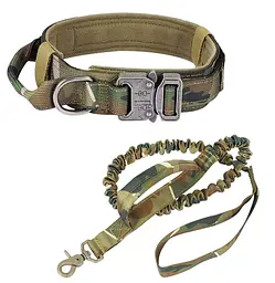 Нашийник для собак з повідцем Harness, нейлоновий з металевою пряжкою-фастекс L, Камуфляж