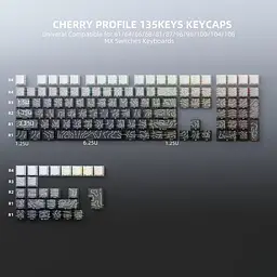 Набір кейкапів Black–White Gradient PBT , Чорний з лініями