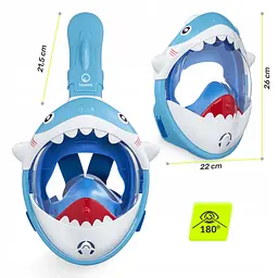 Маска для снорклінгу TSUNAMI Shark повнолицьова, дитяча Sky Blue (P-5907739318237) - мініатюра 3