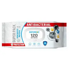 Вологі серветки антибактеріальні Naturelle Antibacterial Silver ions 120 шт. Гігієнічні серветки для рук